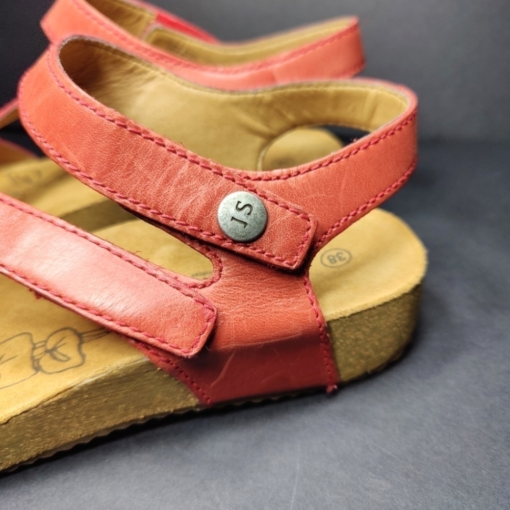 Josef Seibel Women's Tonga 25 Fisherman Red Leather Strappy Sandal Size 7 - 7.5 - Picture 8 of 15